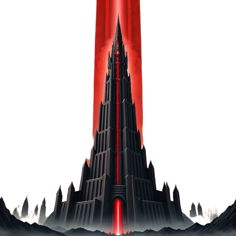 Barad Dúr from Lord of the Rings, Dark, giant Tower, with red laser ...