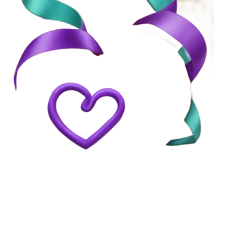 Cookie heart with purple teal awareness ribbon loop emoji