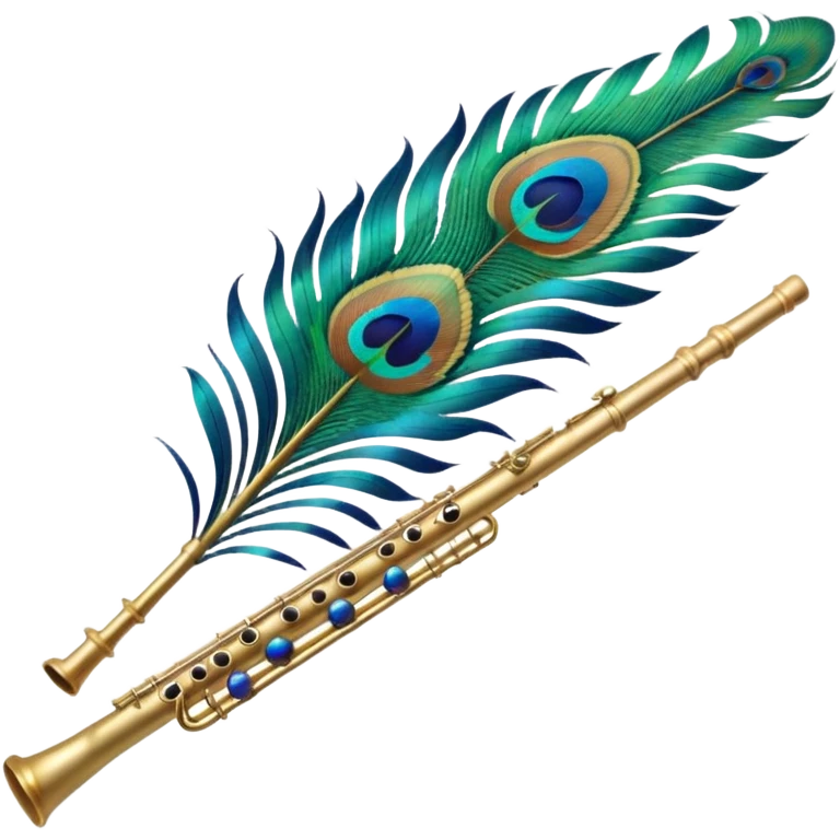 Peacock feather with flute emoji