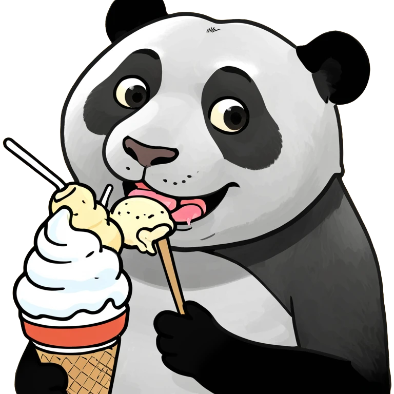 Panda eating ice cream emoji