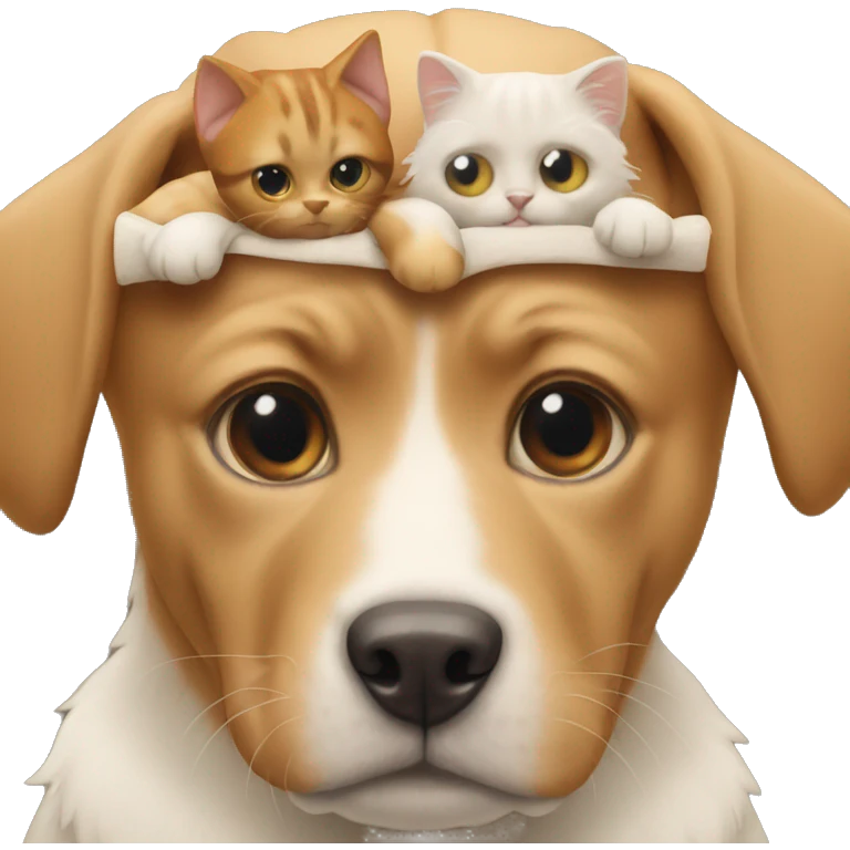 Dog with cat on its head emoji