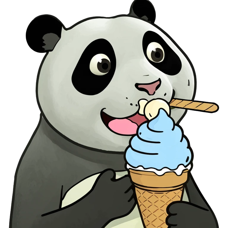 Panda eating ice cream emoji