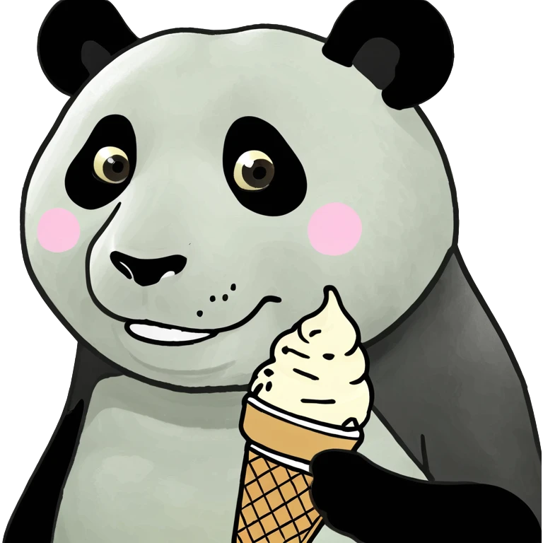 Panda eating ice cream emoji