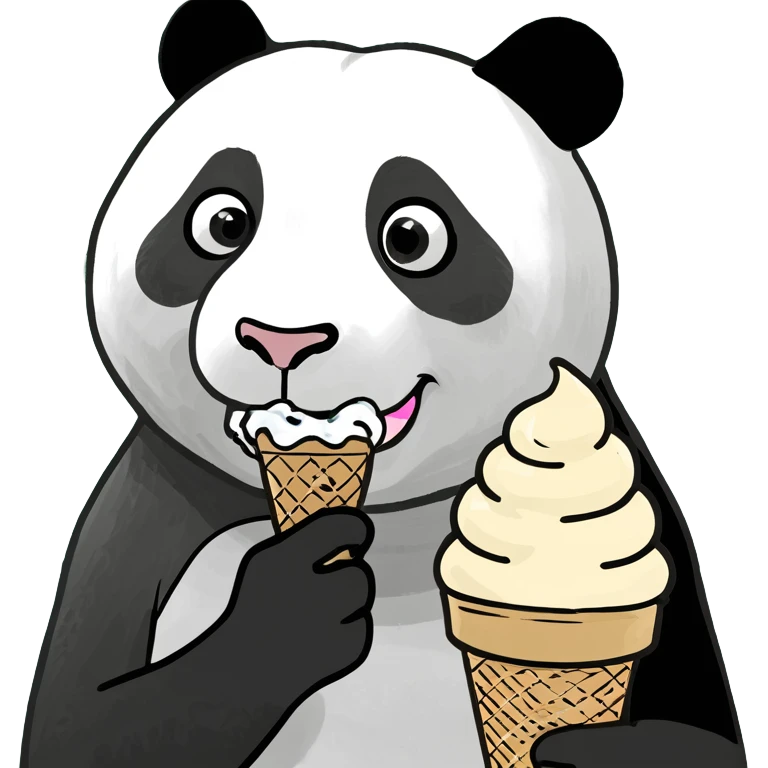 Panda eating ice cream emoji