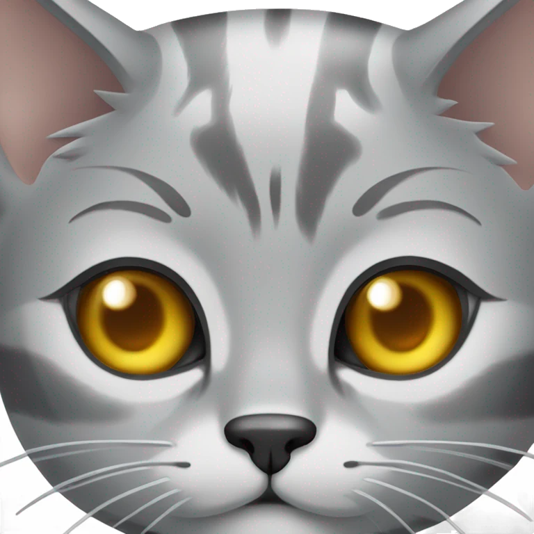 Face of bengal gray silver cat with honey light eyes emoji