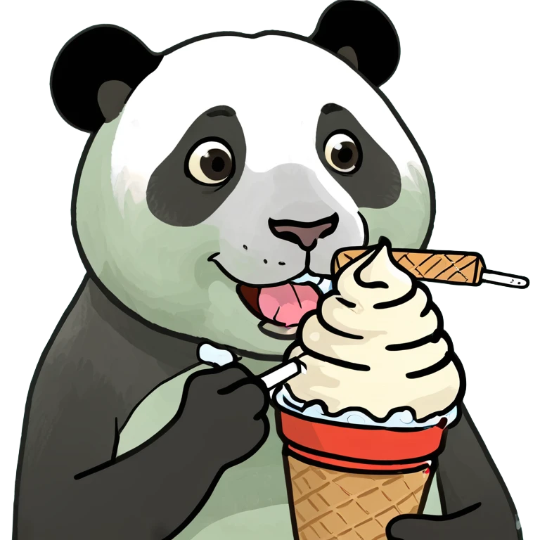 Panda eating ice cream emoji
