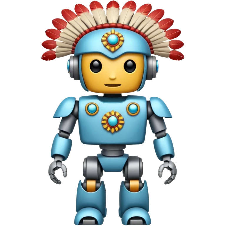 Full Robotic figure wearing native American regalia emoji