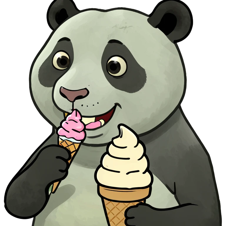 Panda eating ice cream emoji