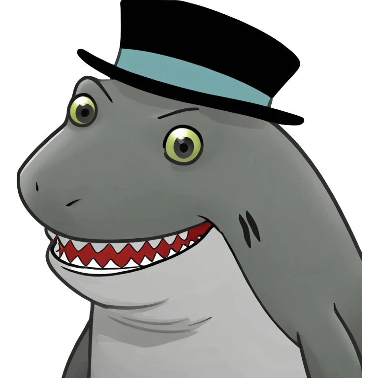 Shark with a top hat emoji