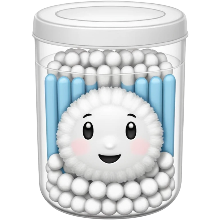 Cotton swabs with round tips in a plastic container, fully packed emoji