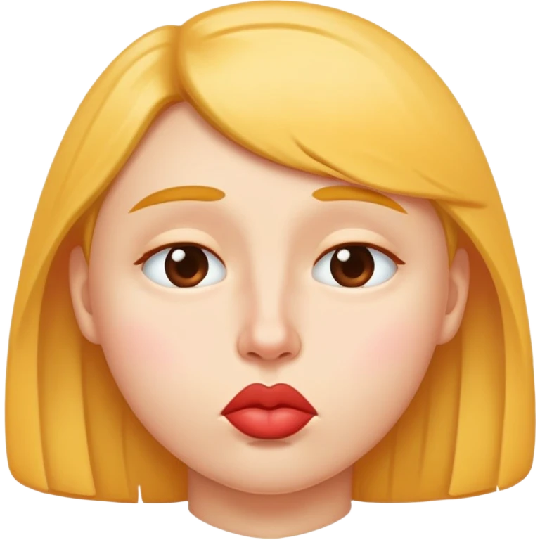 A kissy face with a very weak chin emoji
