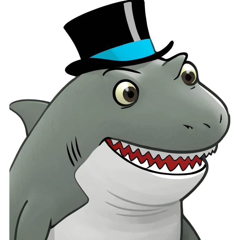 Shark with a top hat emoji