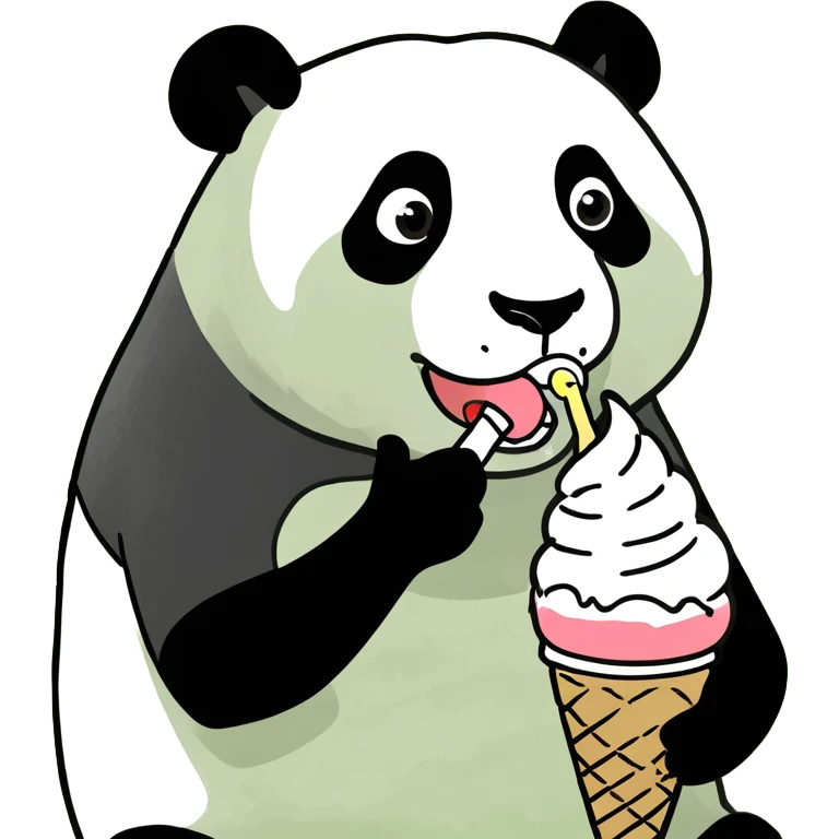 Panda eating ice cream emoji
