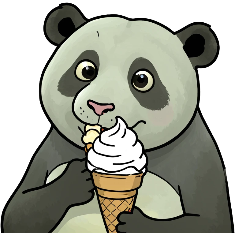 Panda eating ice cream emoji