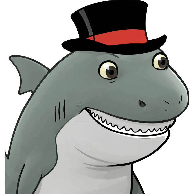 Shark with a top hat emoji