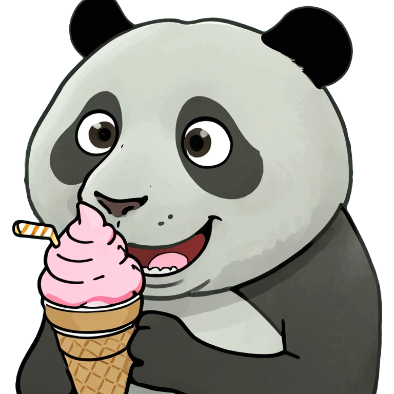 Panda eating ice cream emoji