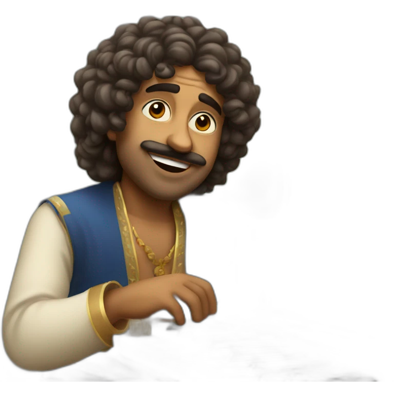 indian man with curly hair playing harmonium emoji