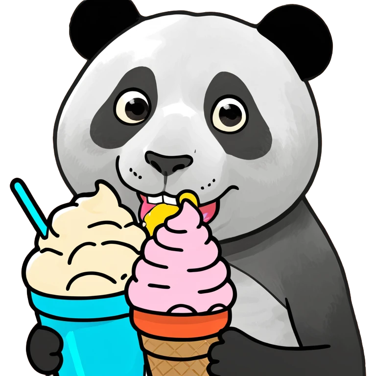 Panda eating ice cream emoji