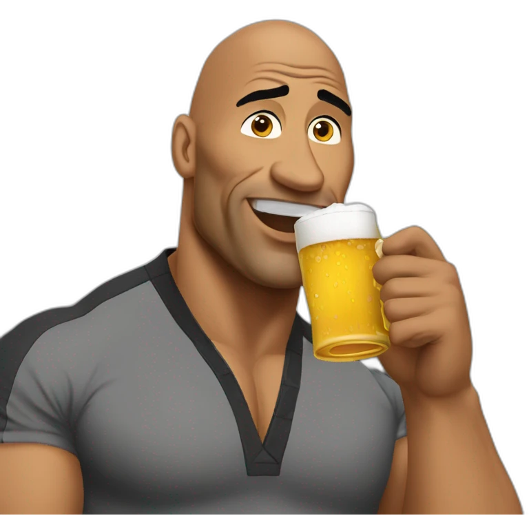 The rock drinking beer emoji