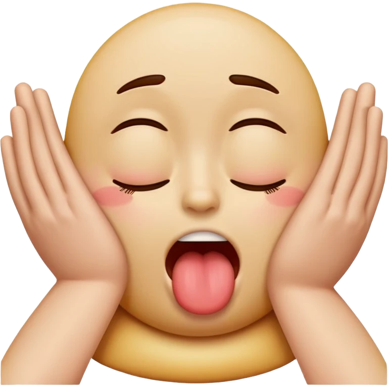 A emoji chocking itself with hands on neck and Tounge out but eyes closed emoji