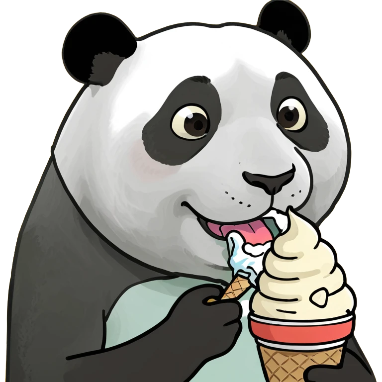 Panda eating ice cream emoji