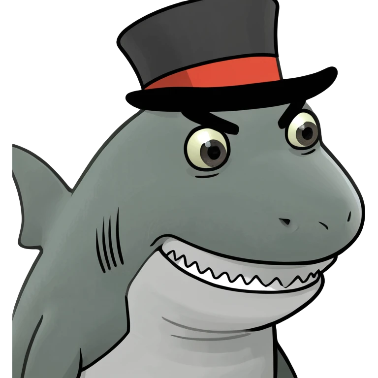 Shark with a top hat emoji