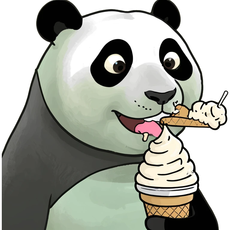 Panda eating ice cream emoji