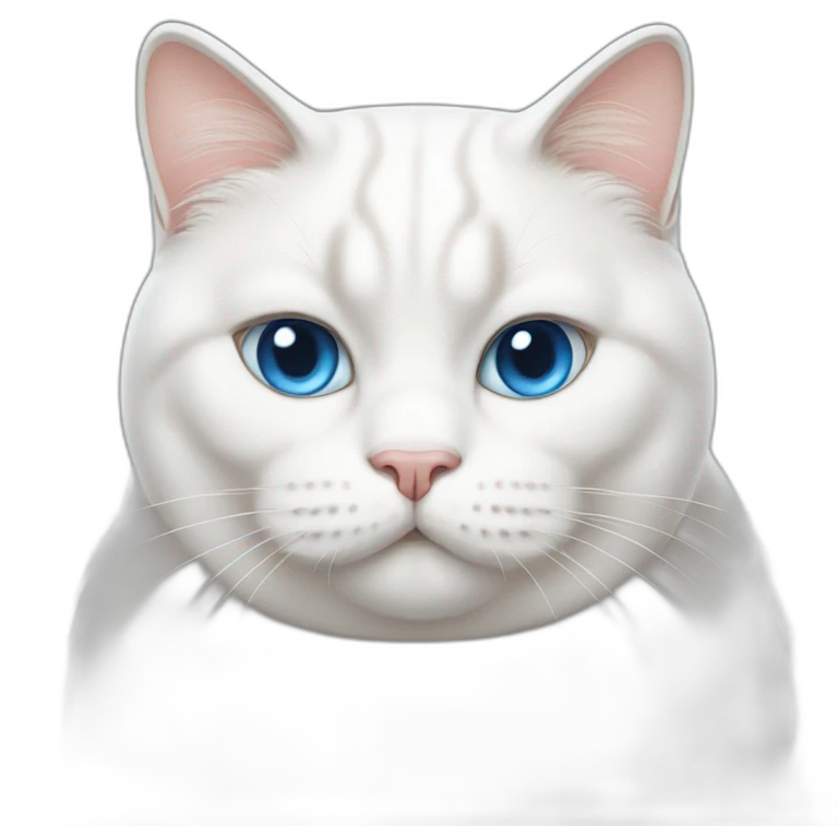 Fat white cat blue eyes emoji