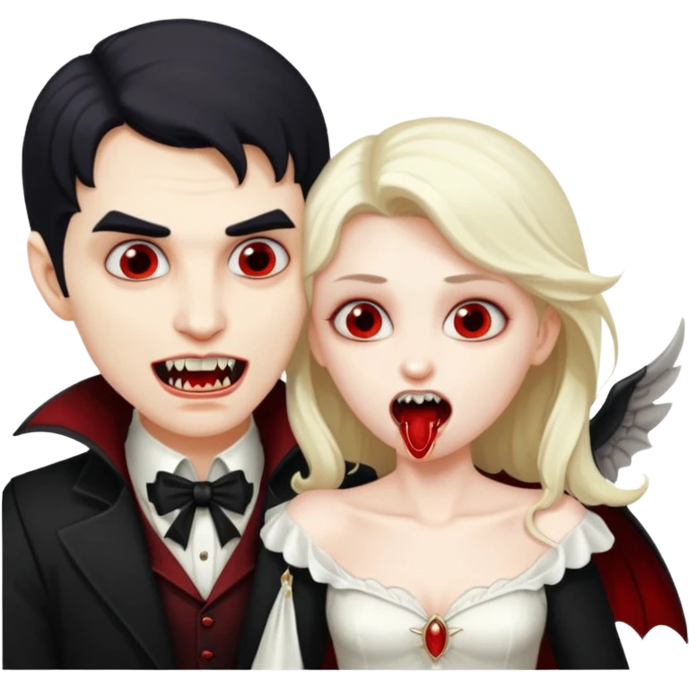 Vampire man biting angel woman emoji