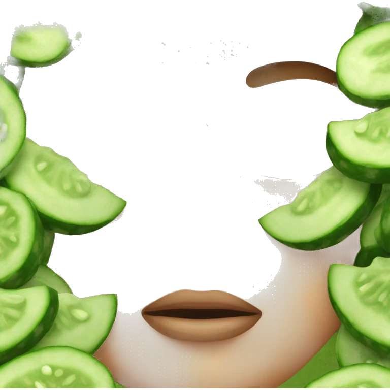 Crying emoji with cucumbers on eyes emoji