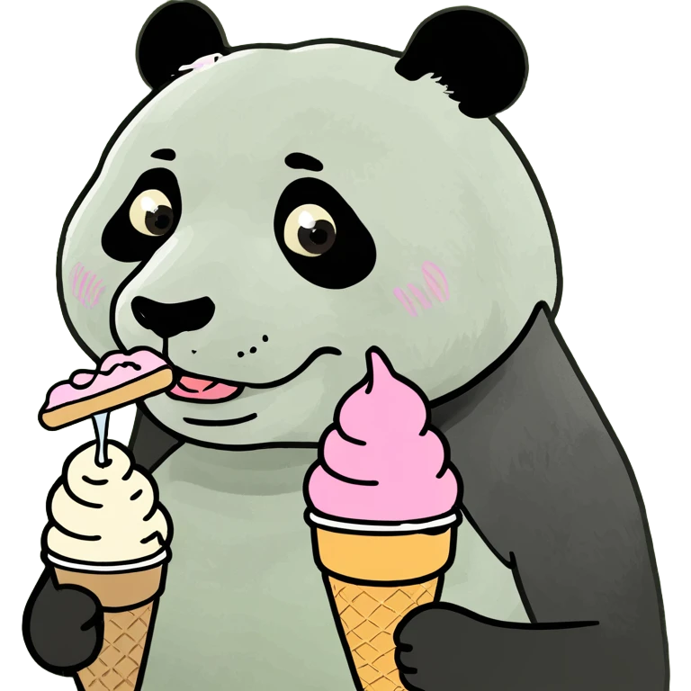 Panda eating ice cream emoji