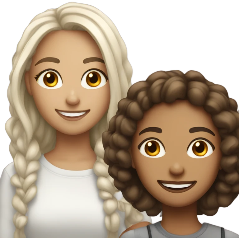 light skinned girls smiling best friends emoji