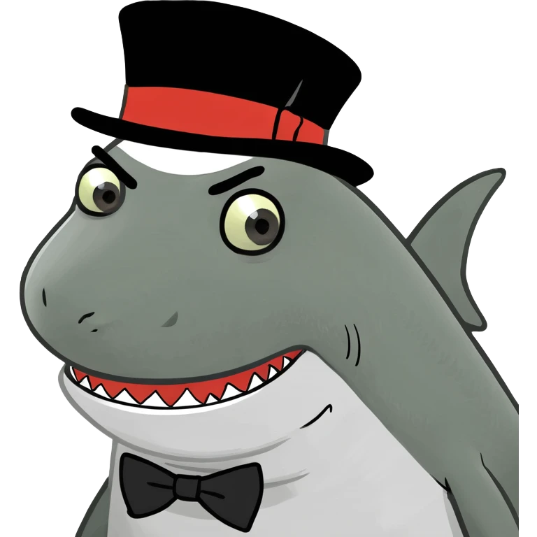 Shark with a top hat emoji