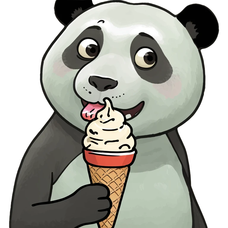 Panda eating ice cream emoji