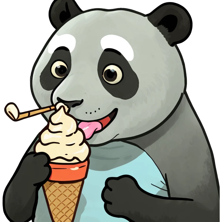 Panda eating ice cream emoji
