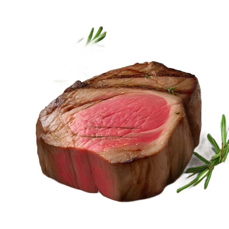 Medium rare filet mignon with butter and rosemary  emoji