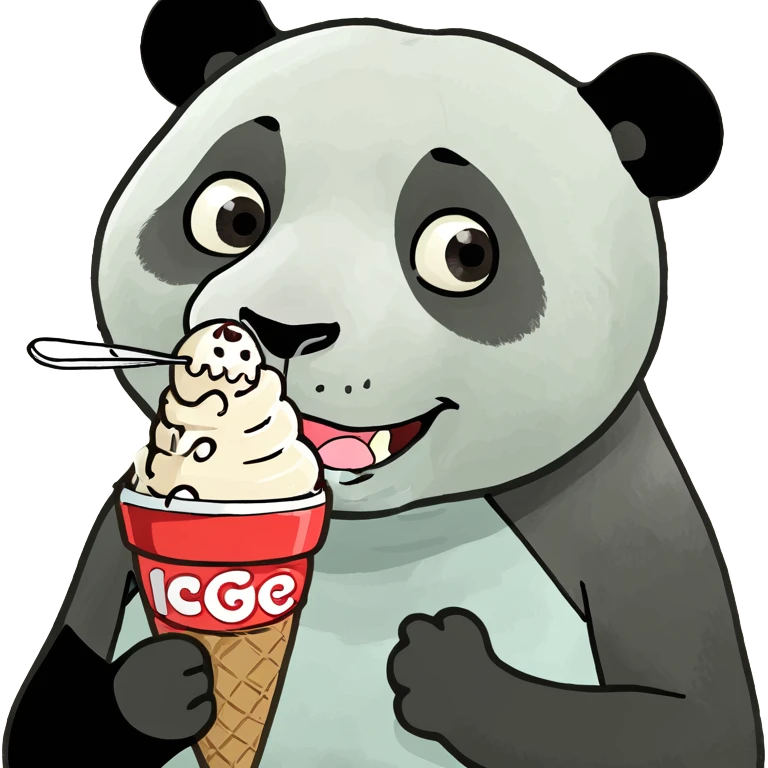 Panda eating ice cream emoji