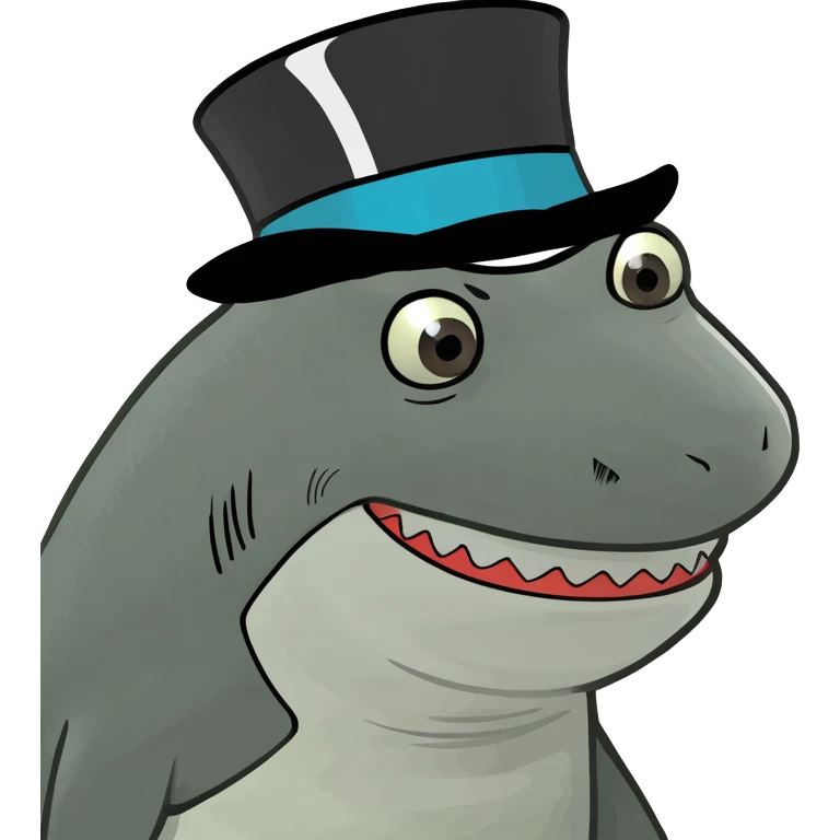 Shark with a top hat emoji