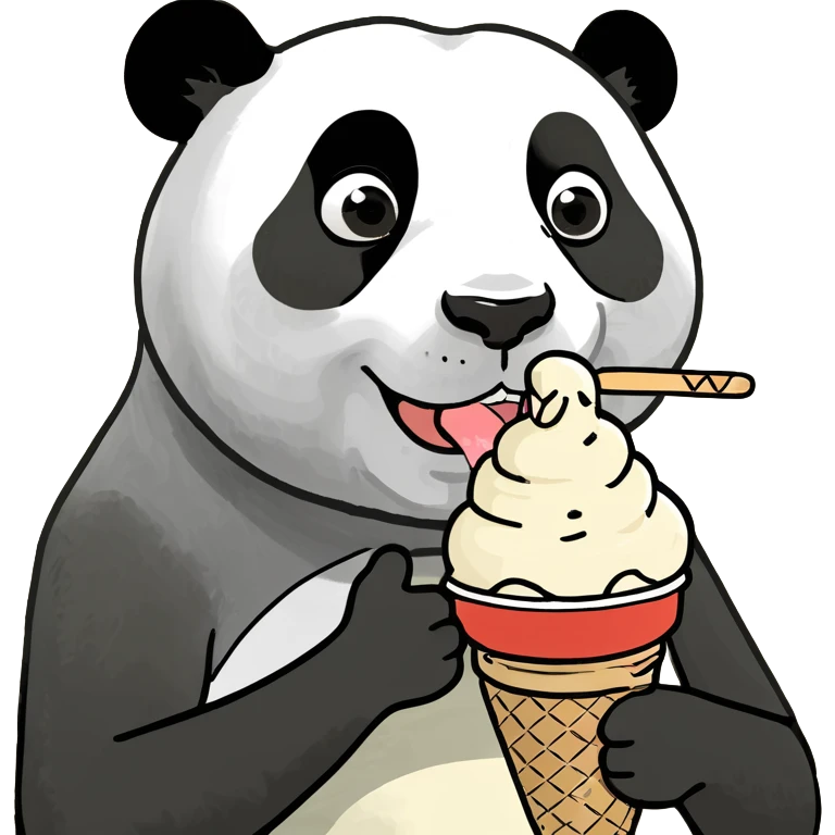 Panda eating ice cream emoji