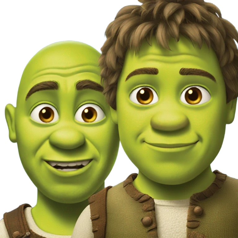 Shrek showing third guy emoji
