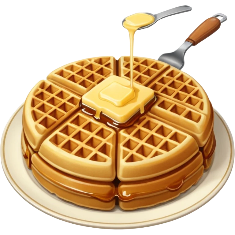 create a waffle on a plate with butter emoji emoji