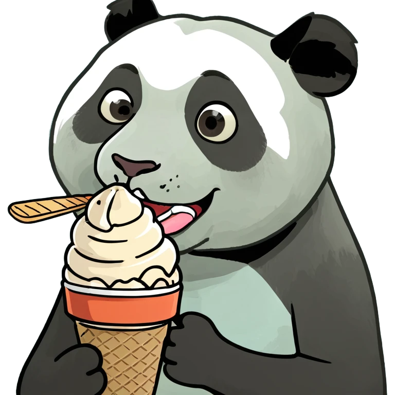 Panda eating ice cream emoji