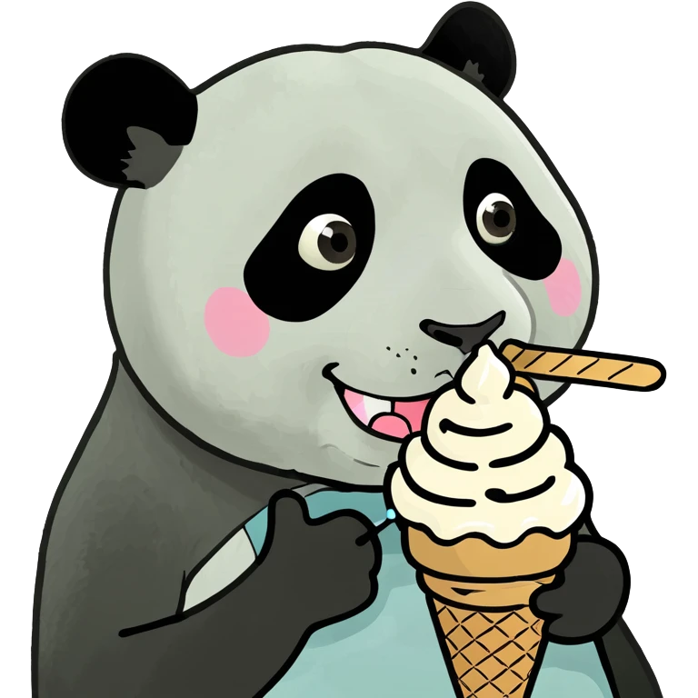 Panda eating ice cream emoji
