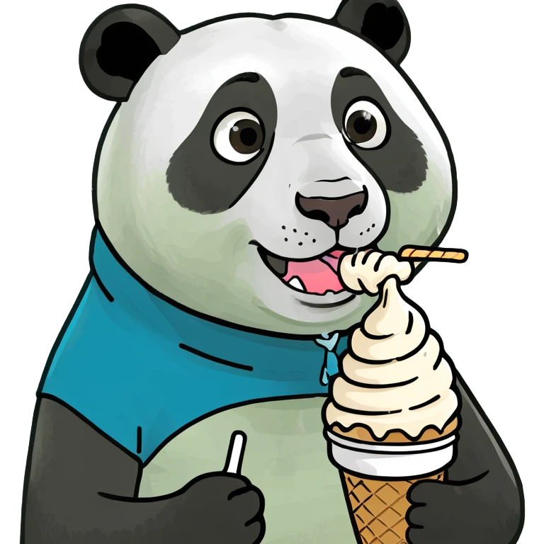 Panda eating ice cream emoji