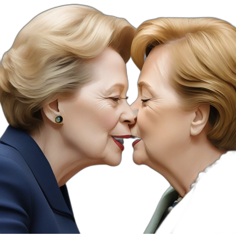 Margret Thatcher kissing Angela merkel emoji