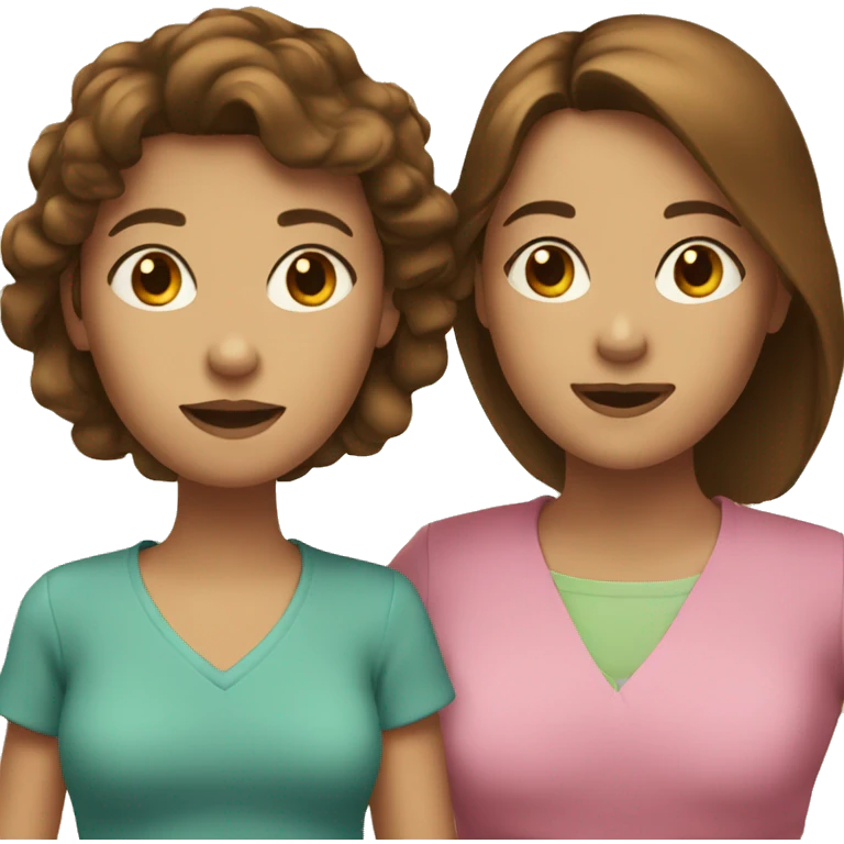 Two mothers with brown hair and one daughter emoji