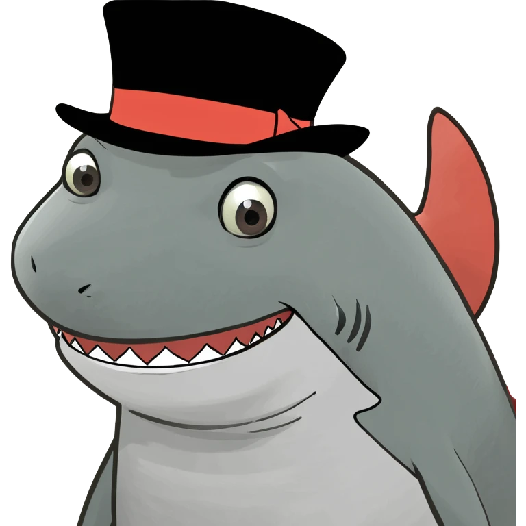 Shark with a top hat emoji