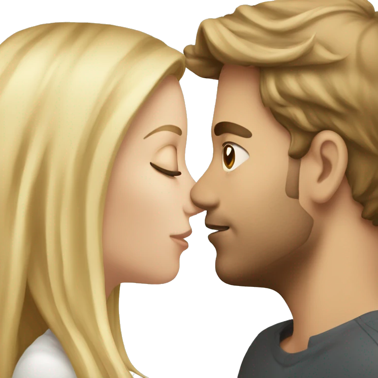 White guy brown hair kissing a blonde white girl emoji