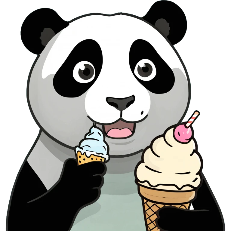 Panda eating ice cream emoji