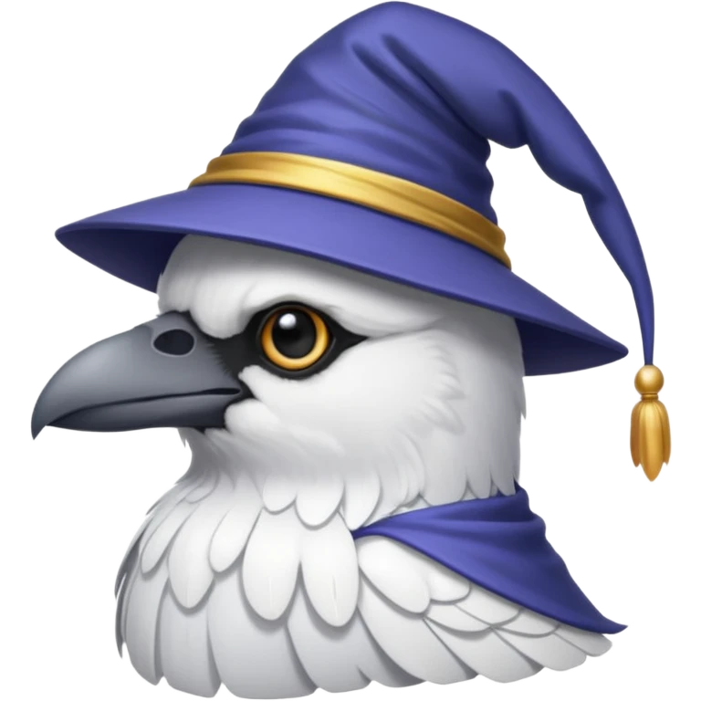 a white crow with a wizard hat emoji